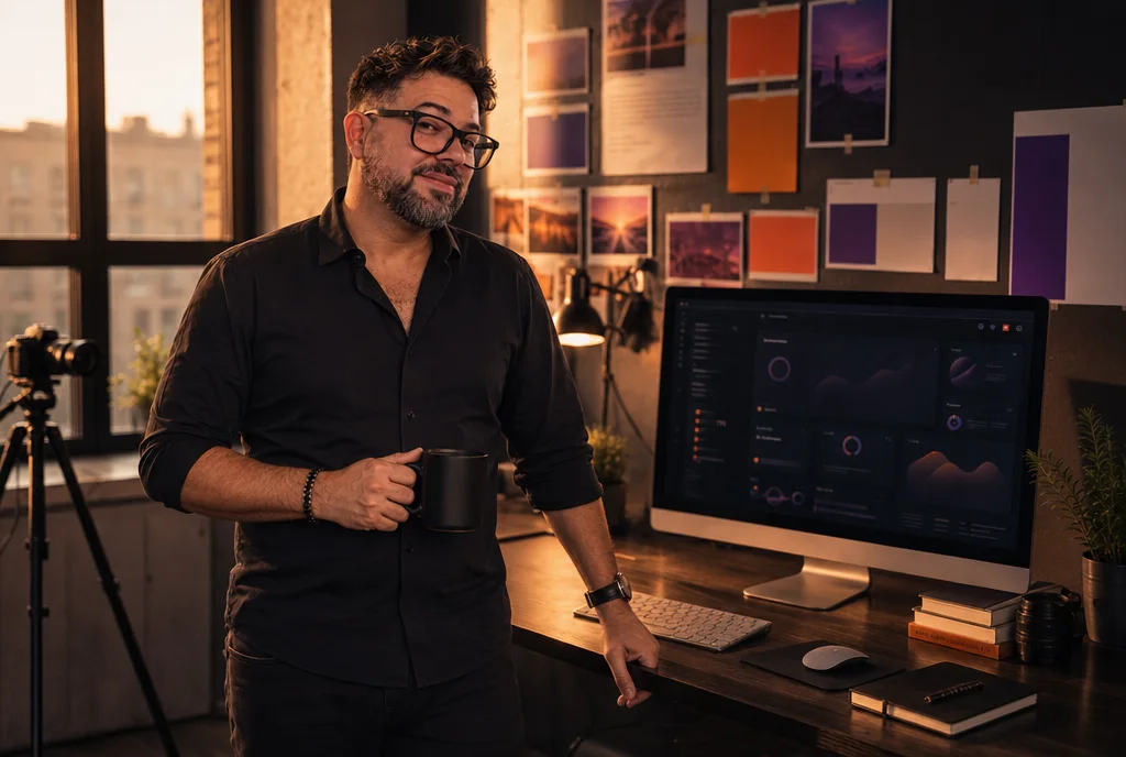 Ivan Bendaña in the Brand Works Media studio